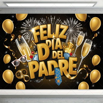 Spanish Happy Father's Day Decor Background I Love Dad Black Suit Tie Family Party Banner Photography Backdrop Supplies Props