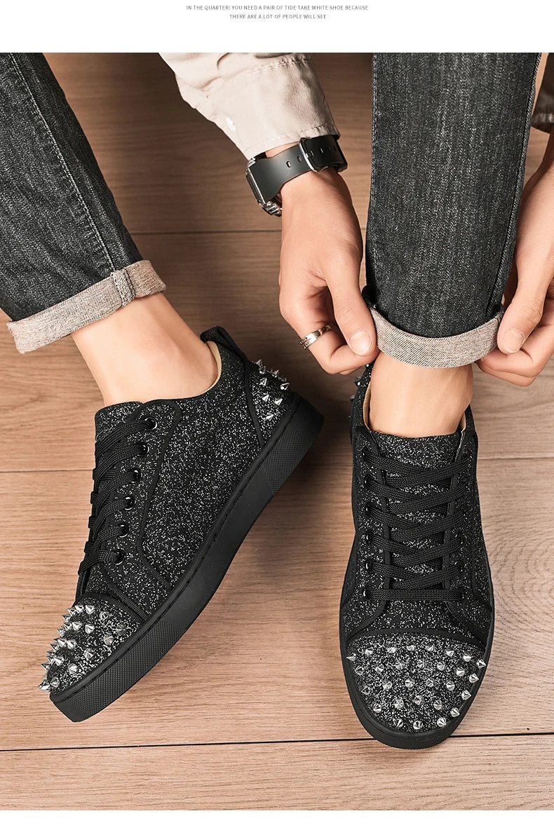 Comfortable Breathable Studded Sneakers for Men Women Casual Sports Shoes Fashion Lightweight Walking Shoes