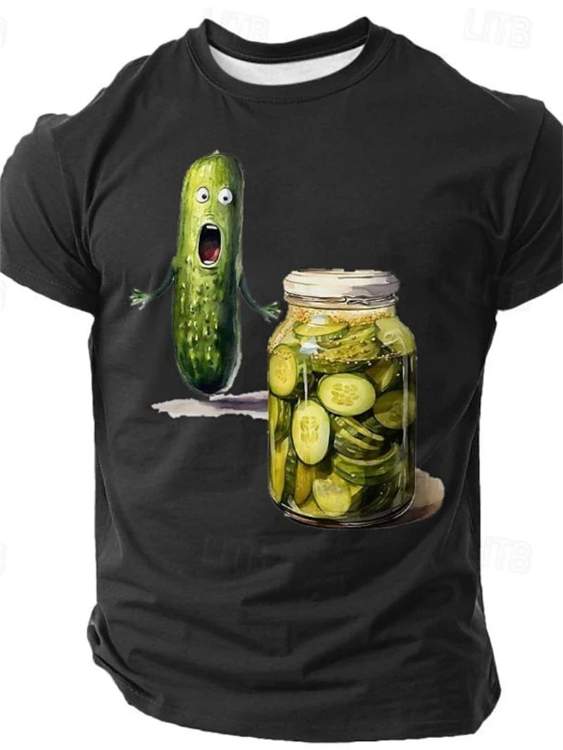 3d Print Funny Cucumber Graphic T-Shirt For Men Clothing Summer O-Neck Casual Short Sleeve Loose Street Unisex Tees Polyester