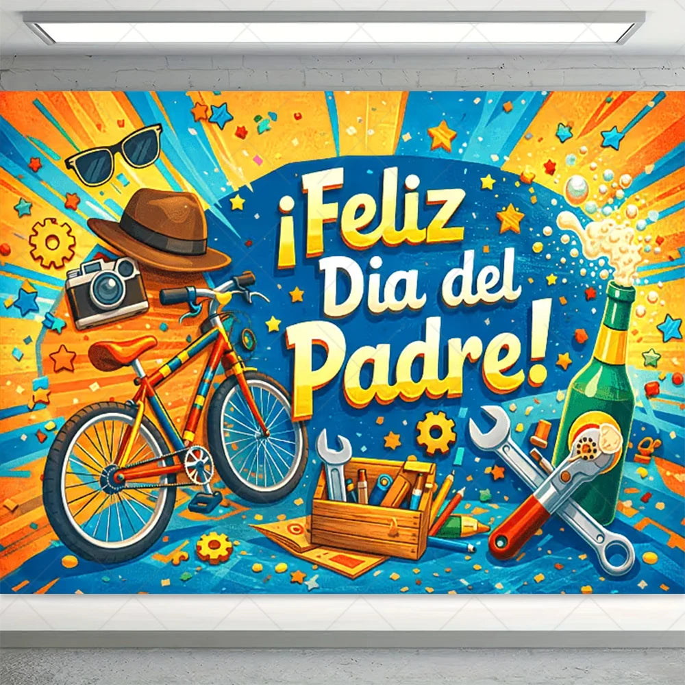 Spanish Happy Father's Day Decor Background I Love Dad Black Suit Tie Family Party Banner Photography Backdrop Supplies Props