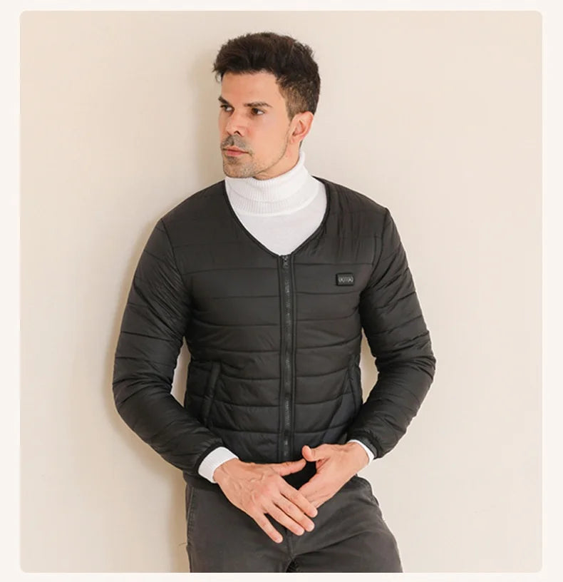 Smart Heating Cotton Jacket V-Neck Inner Wear 24 Zones Electric Thermal Insulation Clothes Motorcycle Riding Vest Heat Retention
