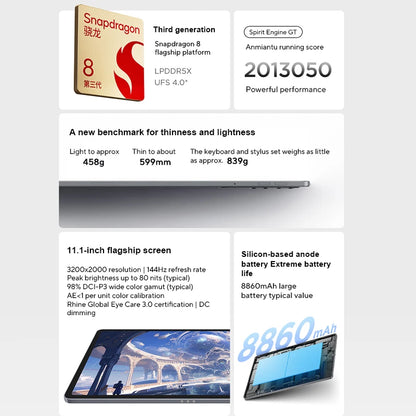 Origina Lenovo Xiaoxin Pad Pro GT Tablet CN Version 11.1'' 3.2K LCD 144Hz Display Snapdragon 8 Gen 3 8860mAh Android Pad PC