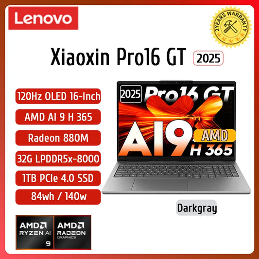 【2025 New】Lenovo Xiaoxin Pro 16 GT AI7-350/860M AI9-365/880M 32G+1TB 16inch 2.8K 120Hz OLED Screen