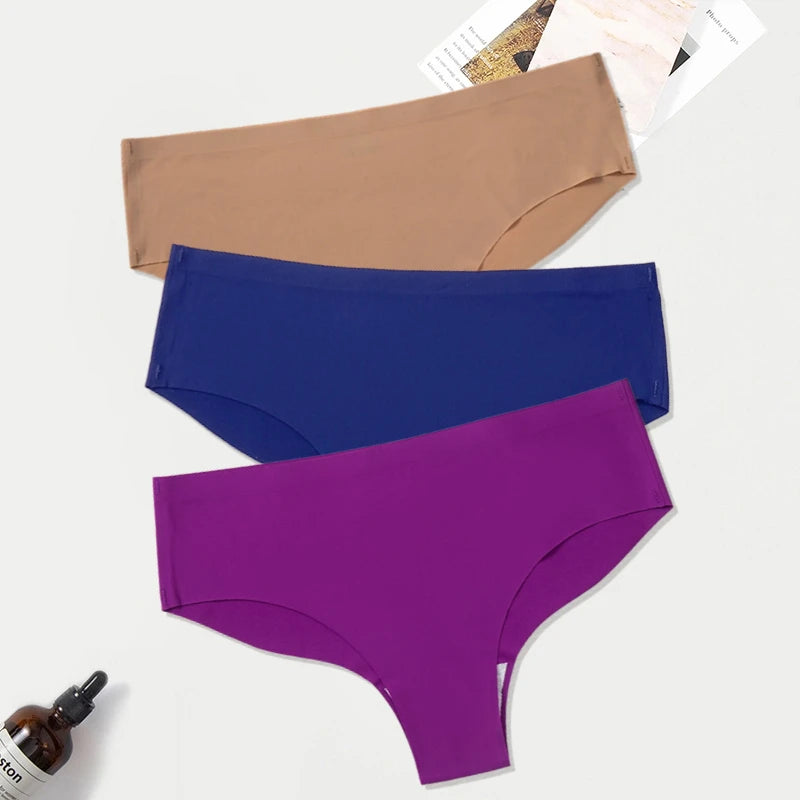 WarmSteps 3Pcs/Set Seamless Woman Panties Underwear Fitness Sports Women's Briefs Ice Silk Sexy Female Lingerie XXL Large Size