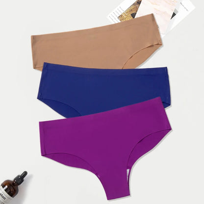 WarmSteps 3Pcs/Set Seamless Woman Panties Underwear Fitness Sports Women's Briefs Ice Silk Sexy Female Lingerie XXL Large Size