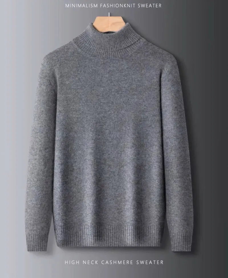 100% Pure Cashmere Wool Turtleneck Sweaters For Men Pullover 2023 Autumn Winter Soft lightweight Warm Knitted Sweater Pull Homme