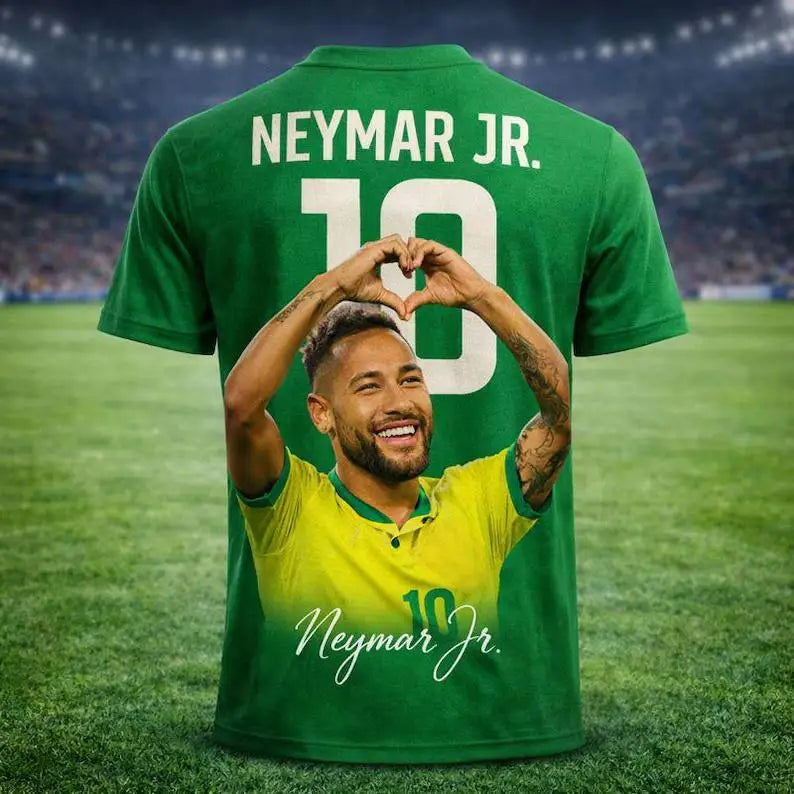 AI Classic Jersey # 10 Neymar Printed T-shirt Outdoor Fitness Training Sportswear Summer Men's Children's T-shirt Large Size