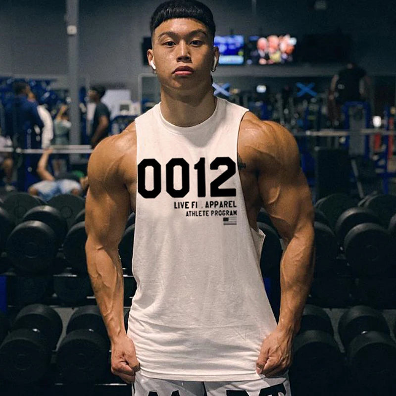 Men's Summer Fitness Tank Top Gym Workout Running Sleeveless Vest Bodybuilding Singlet Muscle Cotton Shirt Man Sports Casual Top