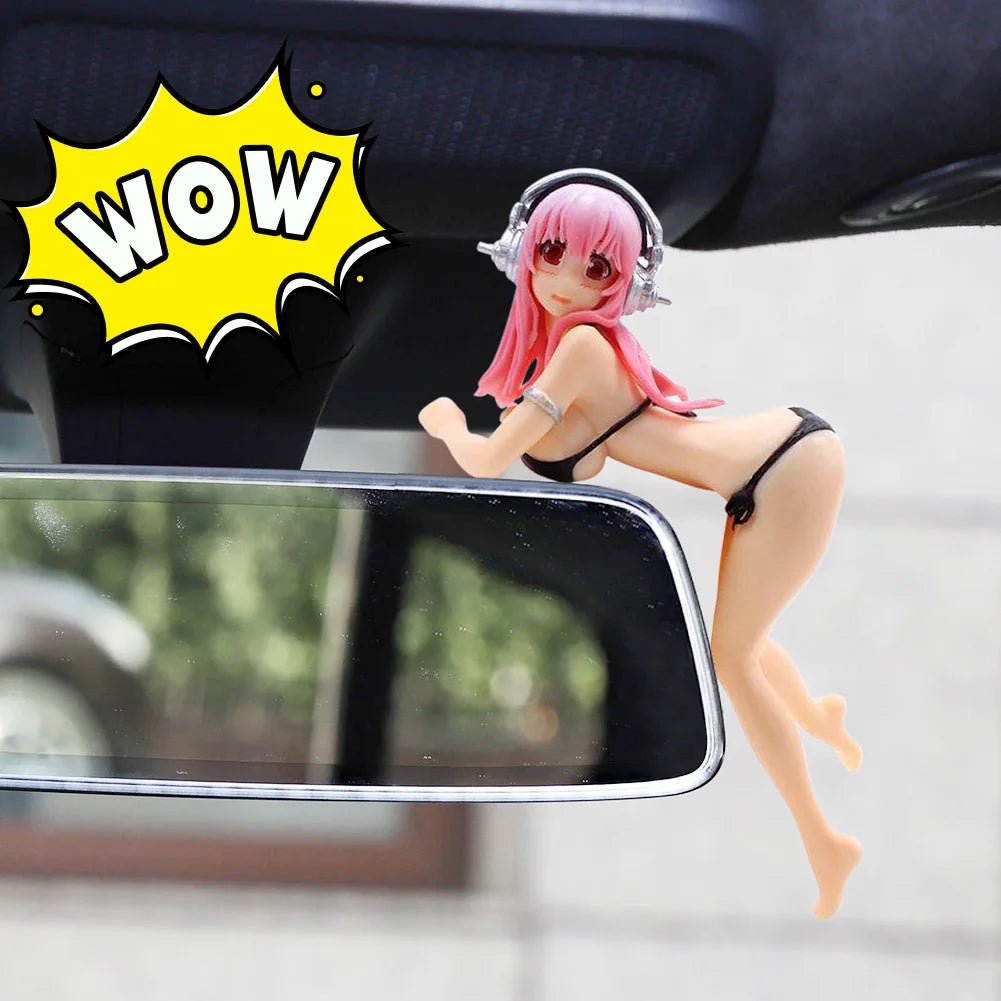 Fashion Cartoon Anime Car Ornament Creative Car Phone Holder Bikini Beach Girl Car Interior Accessories Car Dashboard Decoration
