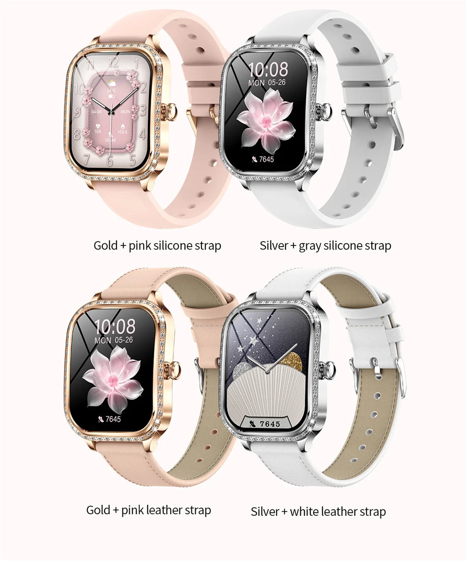 2026 Fashion Women Smart Watch Bluetooth Call Custom Watch Face Fitness Tracker IP68 Waterproof Smartwatch Woman for Android IOS