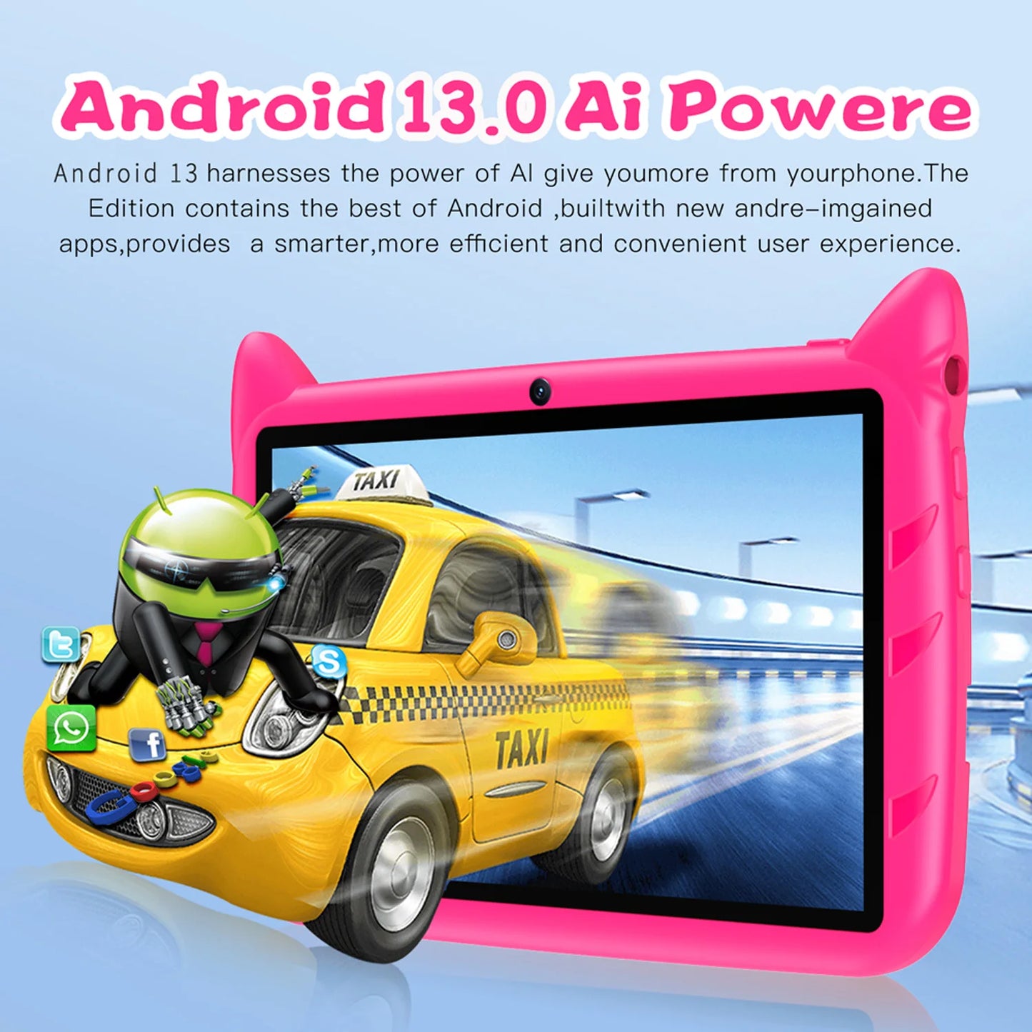 New 7 Inch 5G WiFi Tablet Quad Core 4GB RAM 64GB ROM Kids Learning Education Android Tablets Dual Cameras Google 4000mAh