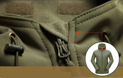 Men's Hooded Casual Military Outdoor Utility Jacket Fashion Sharkskin Soft-Shell Tactical Waterproof Combat Bomber Jacket