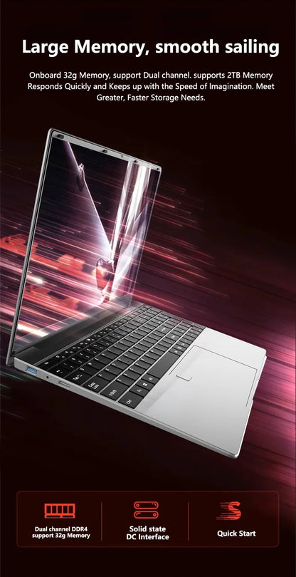LENO 15.6" Laptop Intel Core i9 9900 32GB 2TB Windows11 Gaming Computer PC Gamer 5000mAh office Ultra Slim Notebook 1920*1080 HD