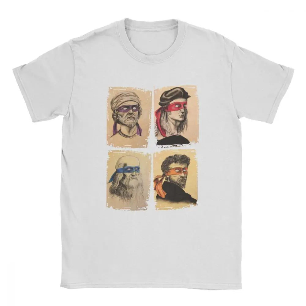 Science Turtles T-Shirt Men Mutant Ninja Short Sleeve Humor Tee Shirt O-Neck Cotton Funny Tops Printed Graphic T Shirt