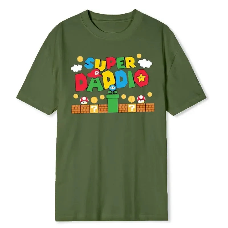 Super Daddio Funny Gamer Dad Father's Day Gift Tshirt 100% Cotton New Fashion Short Sleeve Vintage Classic Streetwear Tee Tops