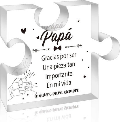 Dad Birthday Gifts - Regalos para Papá Puzzle Acrylic Plaque for Office Desk Decor Keepsake Paperweights Gifts for Dad i