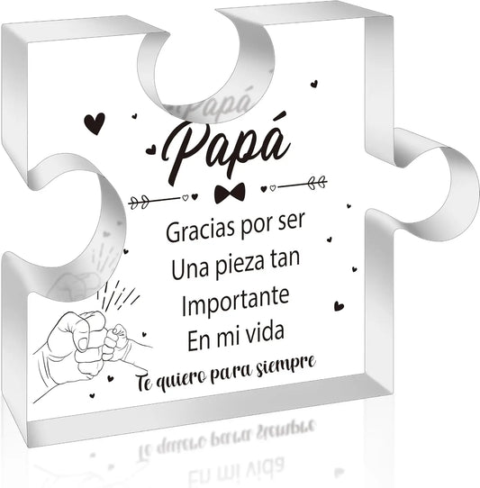 Dad Birthday Gifts - Regalos para Papá Puzzle Acrylic Plaque for Office Desk Decor Keepsake Paperweights Gifts for Dad i