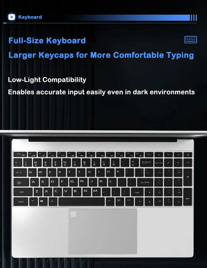 2026 New 15.6 Inch FHD Laptop Intel Core i7-8650U 32GB RAM 2TB SSD Windows 11 Pro Ultra Slim Gaming Office Study Notebook