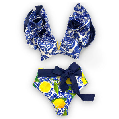 New Sexy Brazilian Bikini Set Ruffle Swimwear Women Push Up Swimsuit High Waist Print Floral Bathing Suit Biquini Female