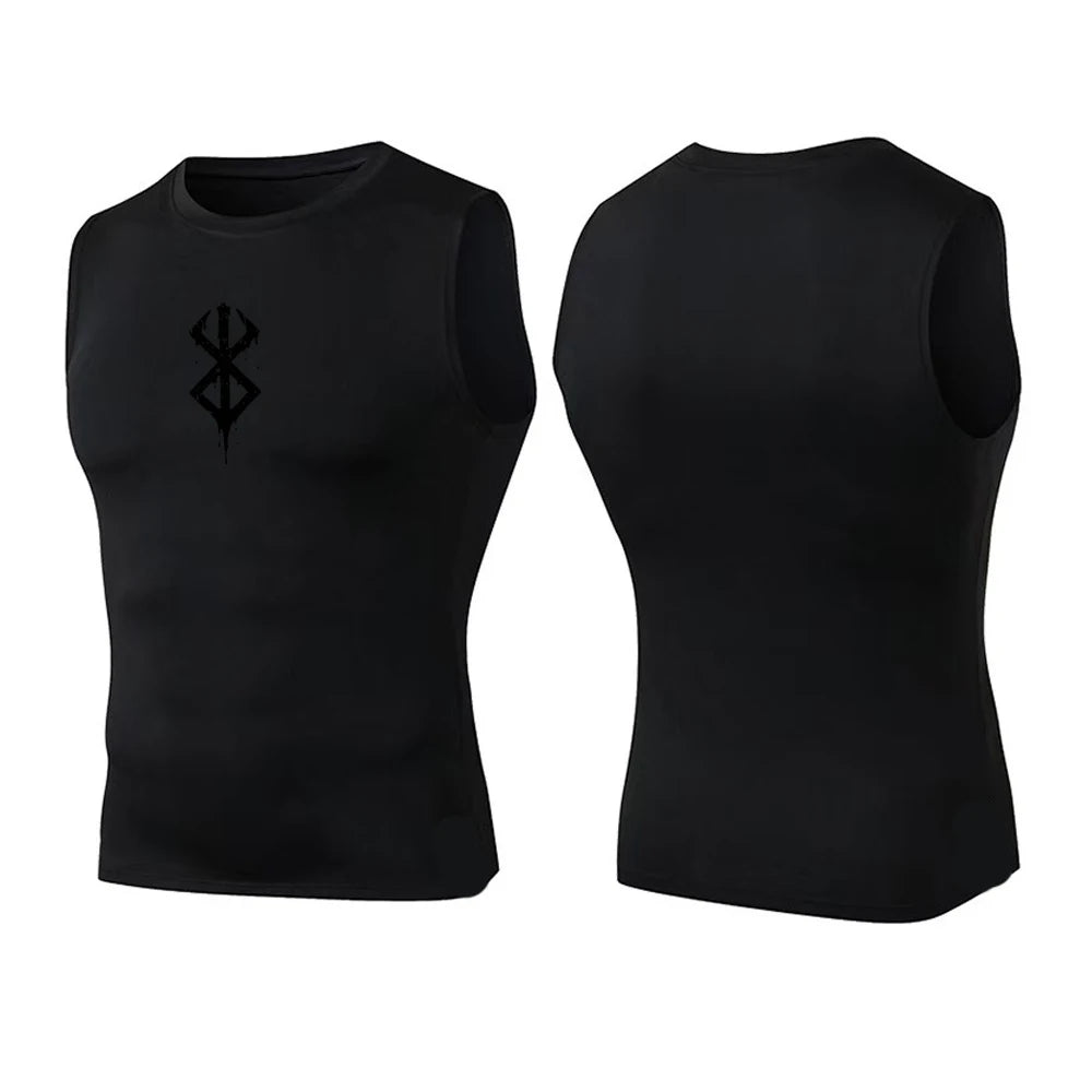 Compression Sleeveless Shirt Men Gym Fitness Basketball Sport Vest Manga Tight Tank Mesh Quick Drying Top Breathable Summer Male