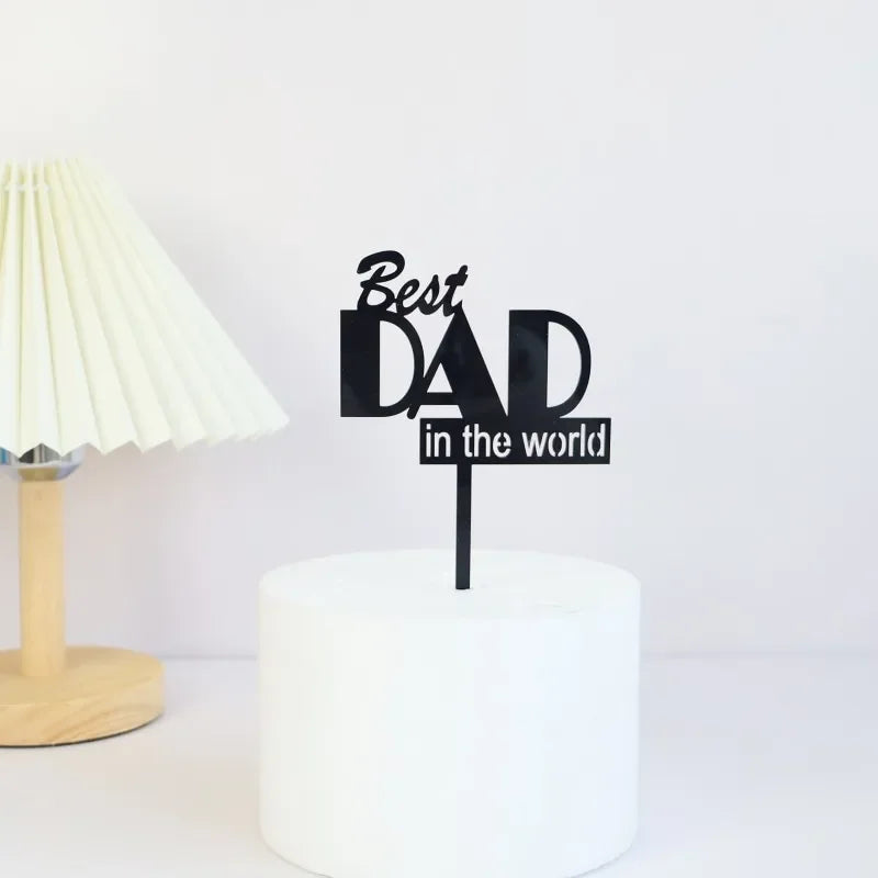 New Dad's Happy Birthday Cake Topper Golden Beer Super Dad High-grade Acrylic Father's Day Party Cake Toppers Dessert Decoration