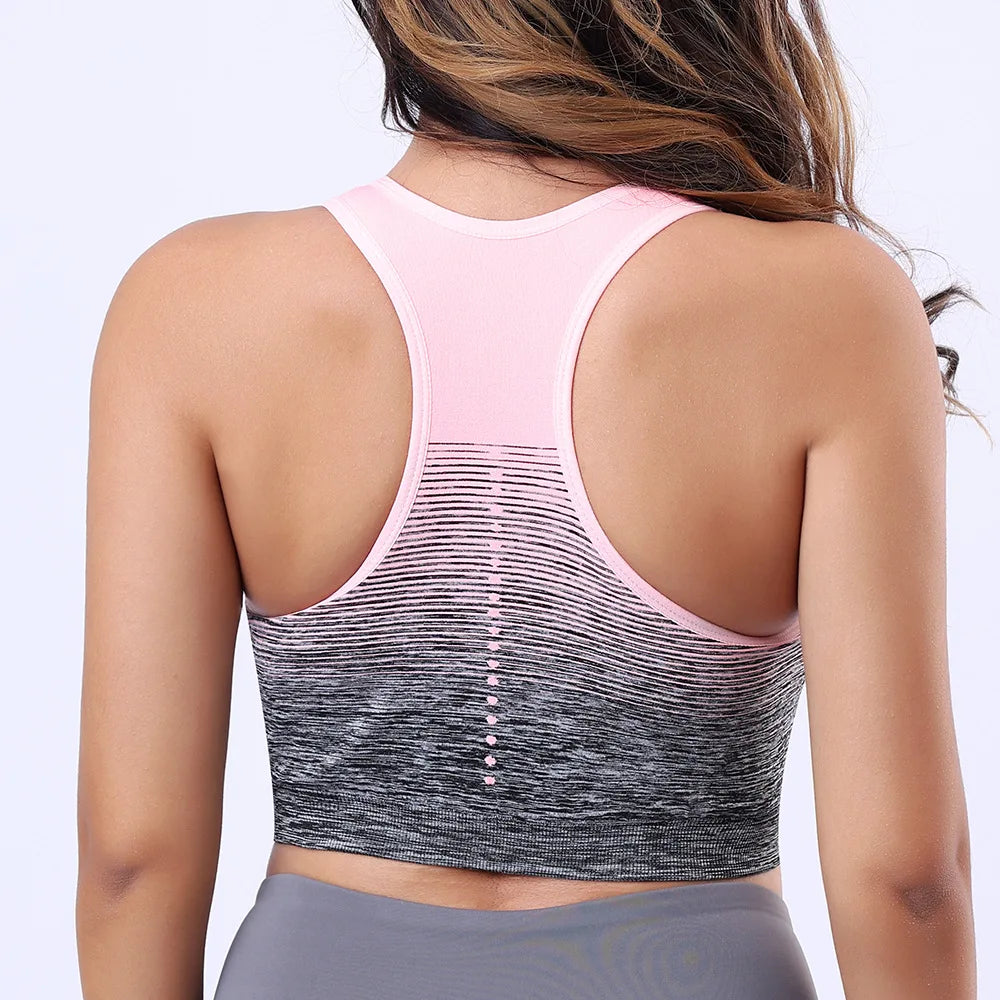 Gradient Padded Breathable Workout Sports Bra