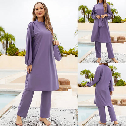 Abaya summer Muslim Swimwear Hijab Women Musulman 3pcs Swimsuit Muslim Swimming Suit Modest Swimwear 3 Pieces Sets Islamic 2025