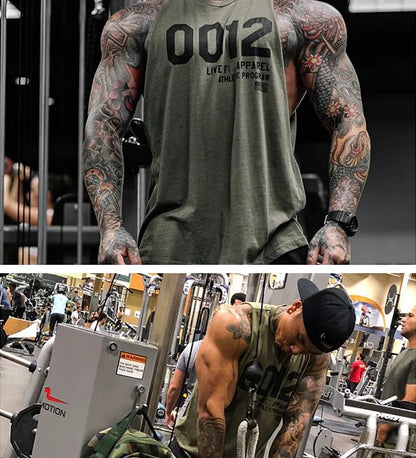 Men's Summer Fitness Tank Top Gym Workout Running Sleeveless Vest Bodybuilding Singlet Muscle Cotton Shirt Man Sports Casual Top