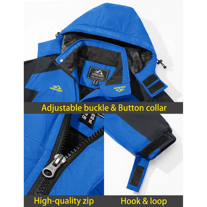 TACVASEN Men's Waterproof Ski Jacket Fleece Lining Warmth Parka Winter Snow Working Outdoors Hooded Coat Rain Shell Windbreaker