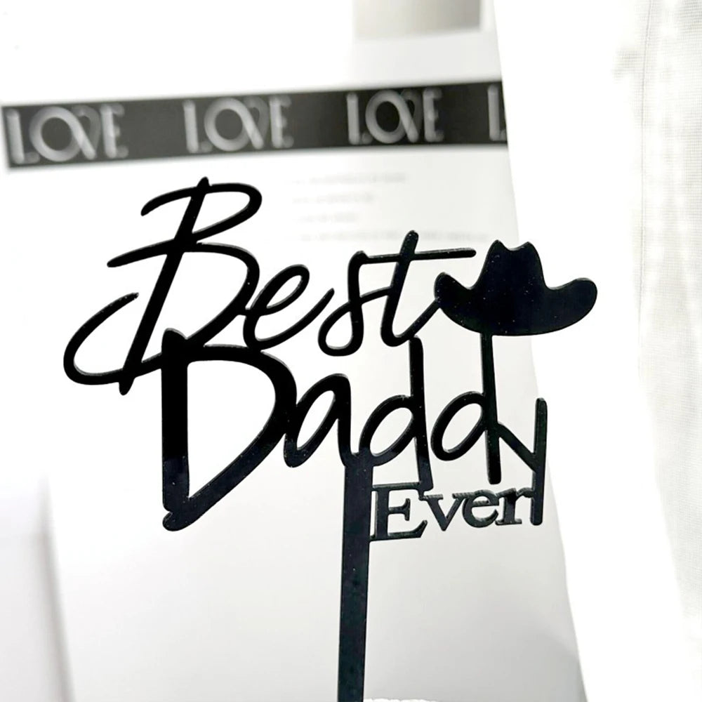 5pcs/1pc Gold Black Father's Day Acrylic Love You Papa Cake Topper for Father's Day Birthday Party DIY Cake Decoration Supplies