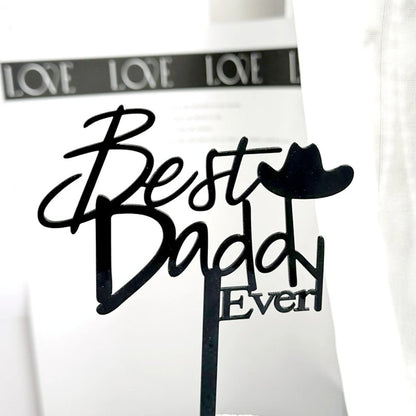 5pcs/1pc Gold Black Father's Day Acrylic Love You Papa Cake Topper for Father's Day Birthday Party DIY Cake Decoration Supplies
