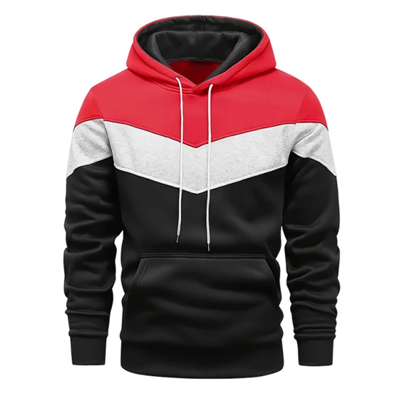 Autumn Winter Fashion Tracksuit Tricolor Hoodies and Black Sweatpants High Quality Male Daily Casual Sports Hooded Jogging Suit