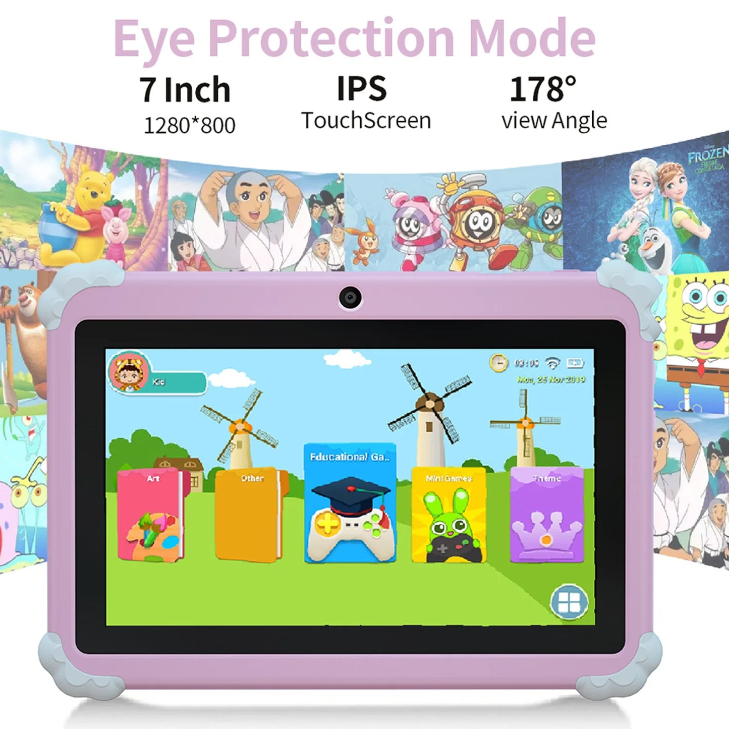 2025 New 7 Inch Cartoon Pattern Kids' tablet Quad Core 4GB+64GB ROM Android 13 Learning Education Games Tablets Children's Gifts
