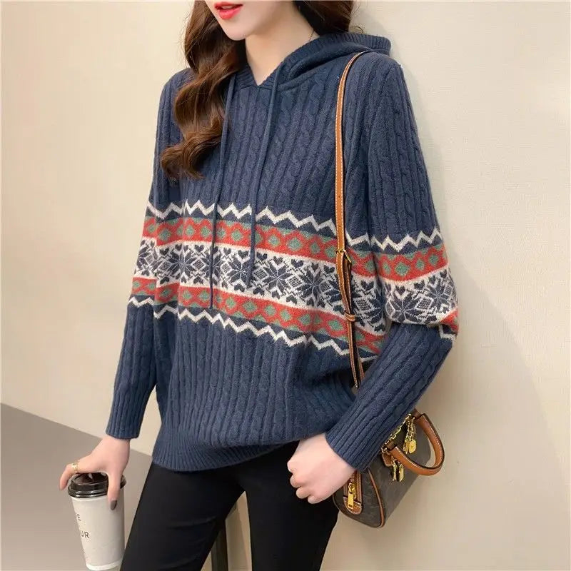 Ethnic Style Loose Baggy Hoodie Sweater