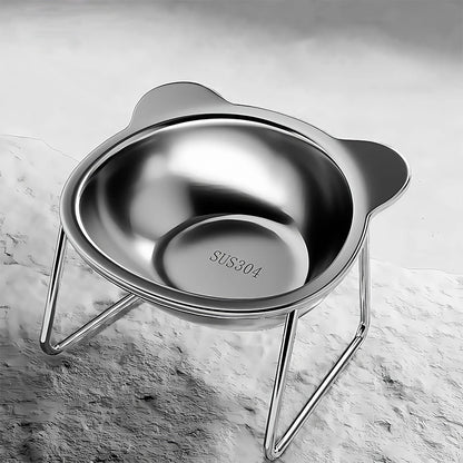 Raised Cat Bowls Tilted Neck Guard Cat Food Bowl 304 Stainless Steel Shatter-resistant Elevated 15° Pet Supplies For Puppy Cat