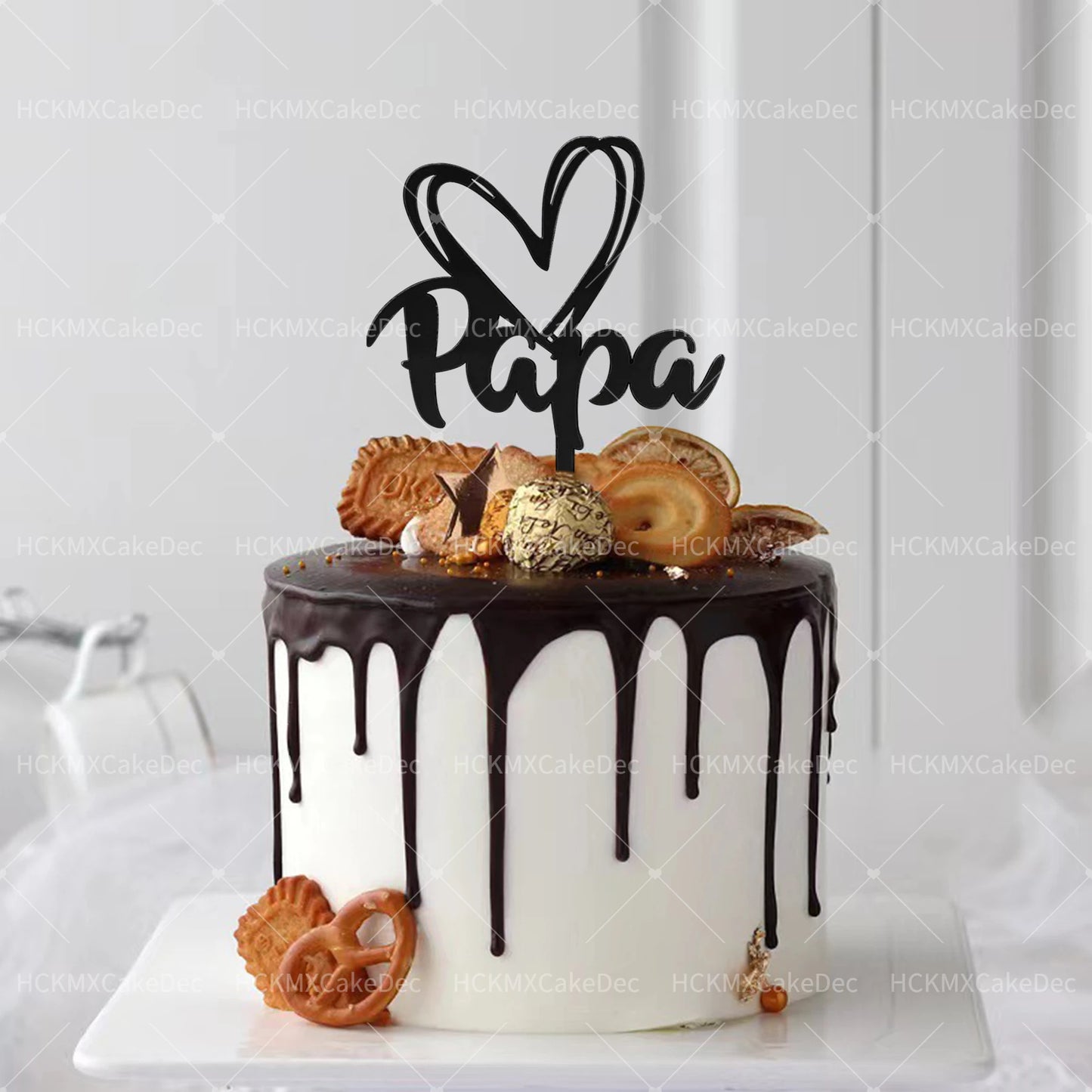5pcs/1pc Gold Black Father's Day Acrylic Love You Papa Cake Topper for Father's Day Birthday Party DIY Cake Decoration Supplies