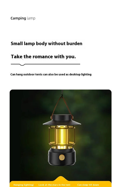 lohascamping LED Camping Lamp Retro Hanging Lamp Portable Stepless Dimming Camping Light Waterproof Rechargeable Outdoor Light