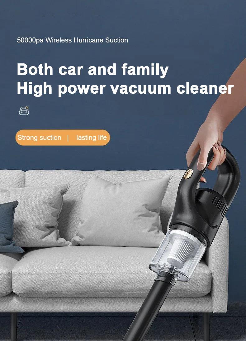 Wireless Handheld Vacuum Cleaner Cordless Handheld Chargeable Auto Vacuum for Home & Car & Pet Mini Vacuum Cleaner 50000Pa