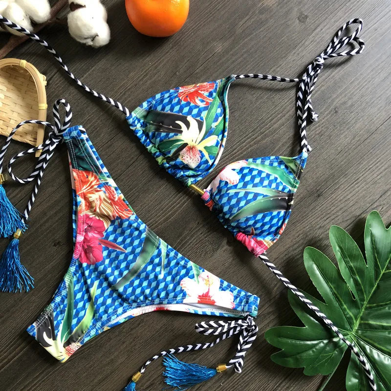 Women's Printed Bikini Beach Holiday Trio