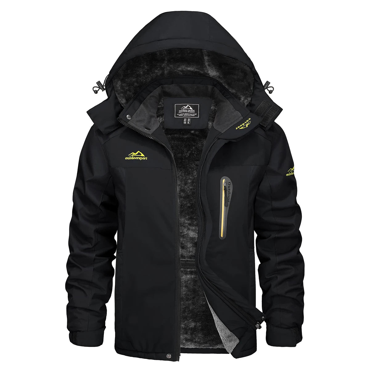 TACVASEN Men's Waterproof Ski Jacket Fleece Lining Warmth Parka Winter Snow Working Outdoors Hooded Coat Rain Shell Windbreaker