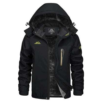 TACVASEN Men's Waterproof Ski Jacket Fleece Lining Warmth Parka Winter Snow Working Outdoors Hooded Coat Rain Shell Windbreaker