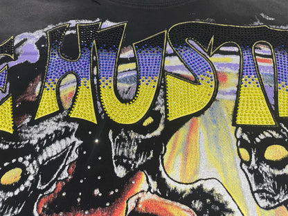 New fashion brand LIFE HUSTLERS Y2K hot stamping hole Men Women T-shirt Streetwear 100% Cotton Loose Round Neck Top Tees