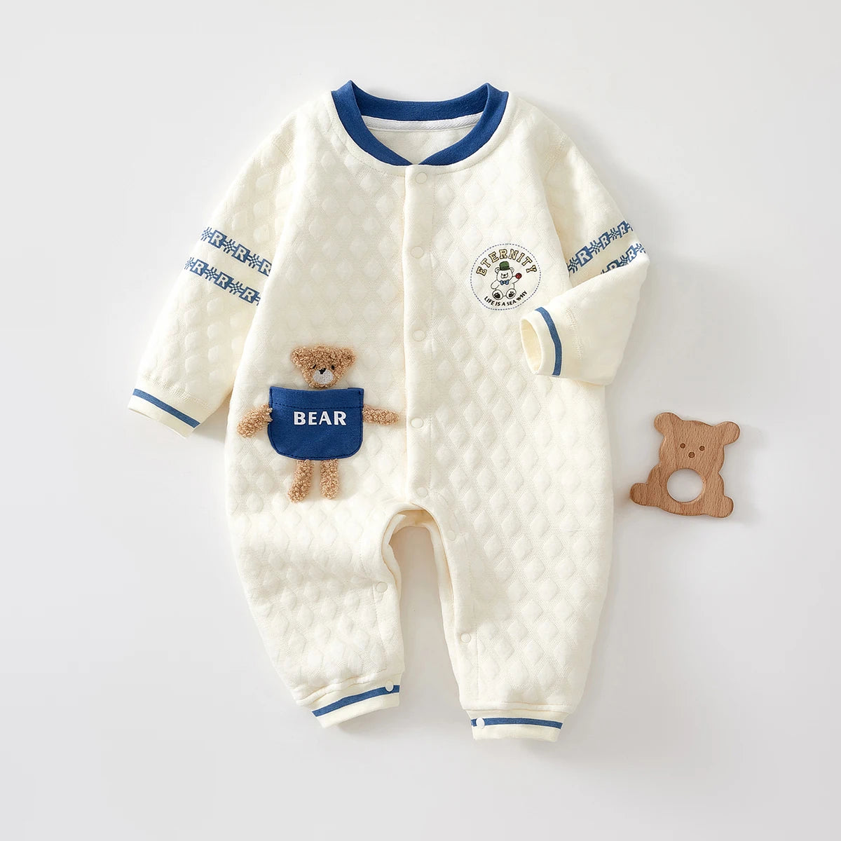 Baby Clothes for Autumn, Class A, Boys' Full-Month Outfit, One-Piece Romper, Baby Thermal Interlayered Warm Newborn Bodysuit