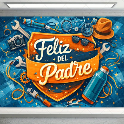 Spanish Happy Father's Day Decor Background I Love Dad Black Suit Tie Family Party Banner Photography Backdrop Supplies Props