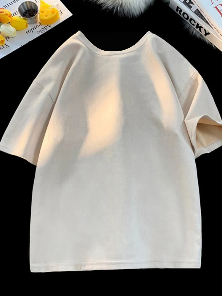 New Retro Suede T-shirt Men Women Anti-wrinkle Loose Crew Neck Casual TShirts Summer Short Sleeve Fashion High Street T Shirt