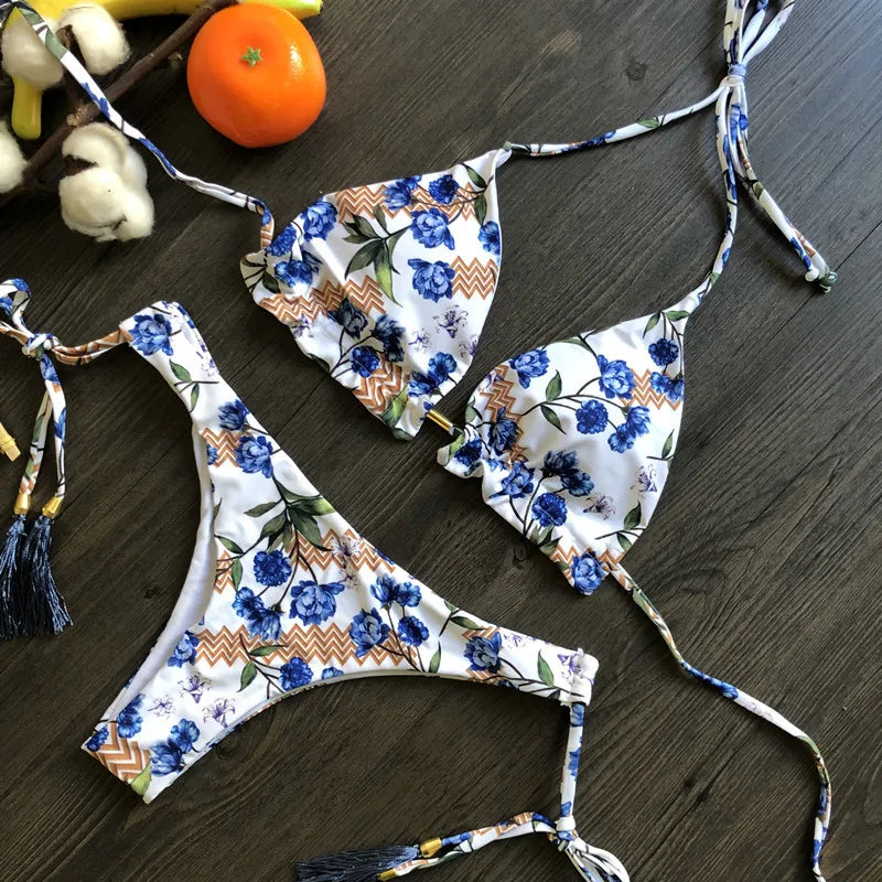 Women's Printed Bikini Beach Holiday Trio