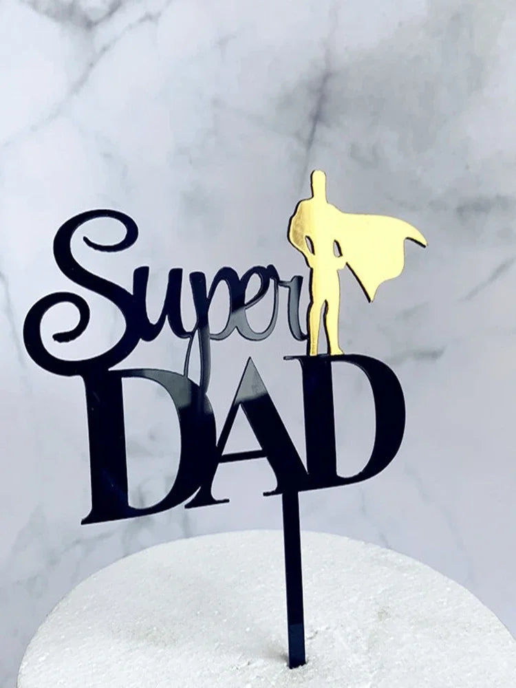 New Dad's Happy Birthday Cake Topper Golden Beer Super Dad High-grade Acrylic Father's Day Party Cake Toppers Dessert Decoration