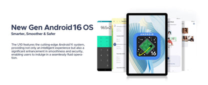 DOOGEE U10 Tablet 10.1" HD Display Android 16 16GB RAM 128GB ROM 5060mAh Large Battery Widevine L1 WiFi6 8MP+5MP Pad PC