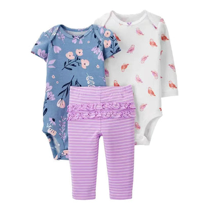 3-Piece Newborn Bodysuit & Pants Set – Cartoon Print (6-24M)