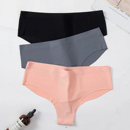 WarmSteps 3Pcs/Set Seamless Woman Panties Underwear Fitness Sports Women's Briefs Ice Silk Sexy Female Lingerie XXL Large Size